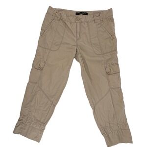 Calvin Klein Jeans Women Beige Cargo Capri Pants Size 12 Khaki Cropped Utility